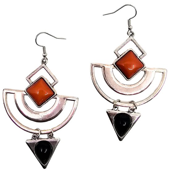 Geometric Artisan Earrings | Bold Statement Jewelry for Edgy Style - Picture 1 of 4